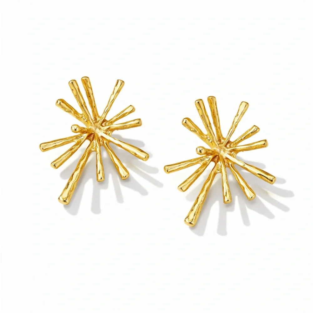 New! 14K Gold Plated Burst Earrings (2002) NWOT